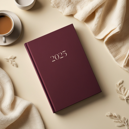 2025 Weekly Planner - Stylish and Durable Organizer with Weekly Meal Plans, Goal Setting, Habit Tracker, and Full Weekly View for Professionals, Teachers, and Students. Burgundy